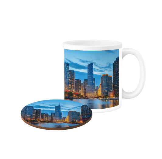 Custom CHI Skyline Mug & Coaster Set